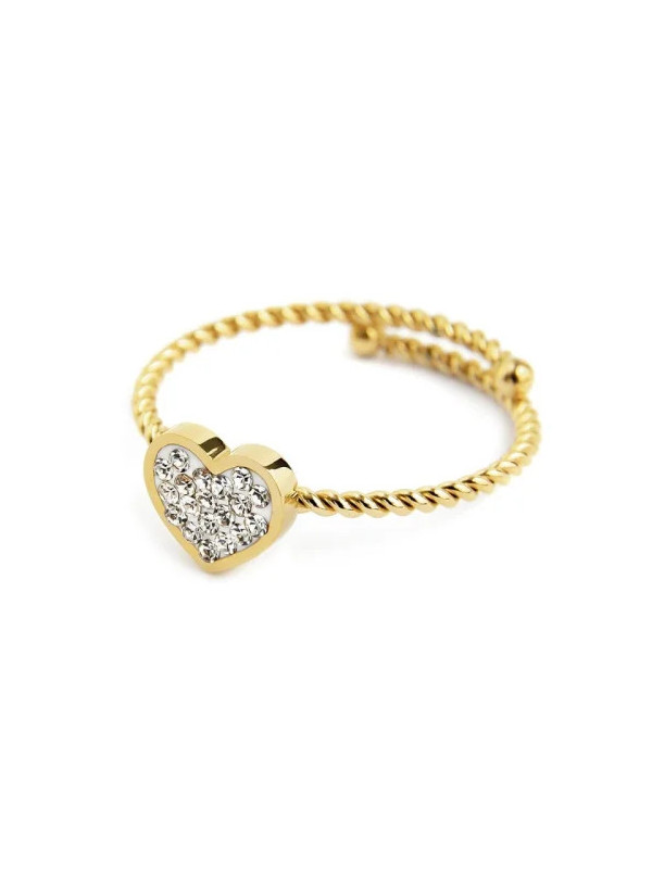 Anello Marlù 18AN029G-S Dorato con Cuore e Cristalli | Anelli Marlù
