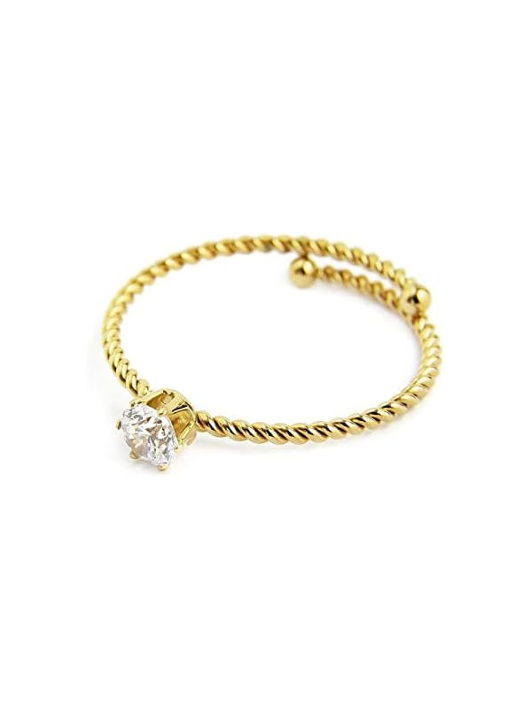 Anello Marlù Donna 18AN115GW-S Dorato Regolabile con Zircone Bianco 4 mm