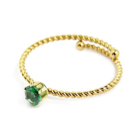 Anello Marlù Donna 18AN115GV-S Dorato Regolabile con Cristallo Verde 4 mm