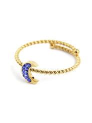 Anello Marlù 18AN052GB-S Dorato con Luna e Cristalli Blu | Anelli Marlù