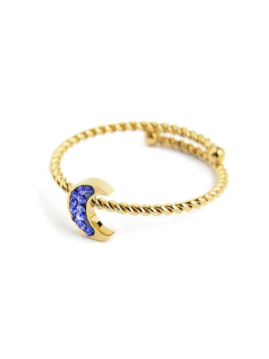 Anello Marlù 18AN052GB-S Dorato con Luna e Cristalli Blu | Anelli Marlù
