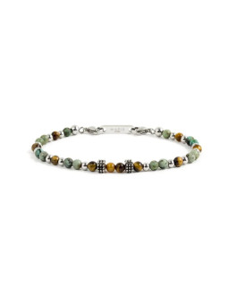 Bracciale Marlù Uomo 1BR0011 con Occhio di Tigre e Turchese Africano | Bracciali Marlù