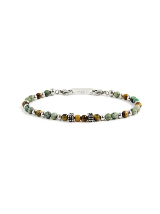 Bracciale Marlù Uomo 1BR0011 con Occhio di Tigre e Turchese Africano | Bracciali Marlù