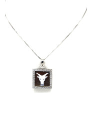 Collana Donna Nadir in Argento 925% con Ciondolo Segno Zodiacale Capricorno Cammeo con Conchiglia Sarda