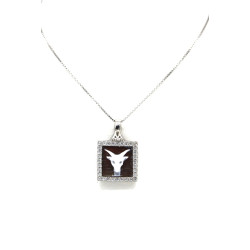 Collana Donna Nadir in Argento 925% con Ciondolo Segno Zodiacale Capricorno Cammeo con Conchiglia Sarda