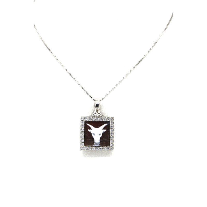 Collana Donna Nadir in Argento 925% con Ciondolo Segno Zodiacale Capricorno Cammeo con Conchiglia Sarda Collana Donna Nadir in Argento 925% con Ciondolo Segno Zodiacale Capricorno Cammeo con Conchiglia Sarda