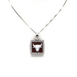 Collana Donna Nadir in Argento 925% con Ciondolo Segno Zodiacale Toro Cammeo con Conchiglia Sarda