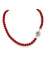Collana Donna Nadir in Pasta di Corallo Rosso, Centrale in Argento 925 45cm