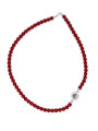 Collana Donna Nadir in Pasta di Corallo Rosso, Centrale in Argento 925 45cm