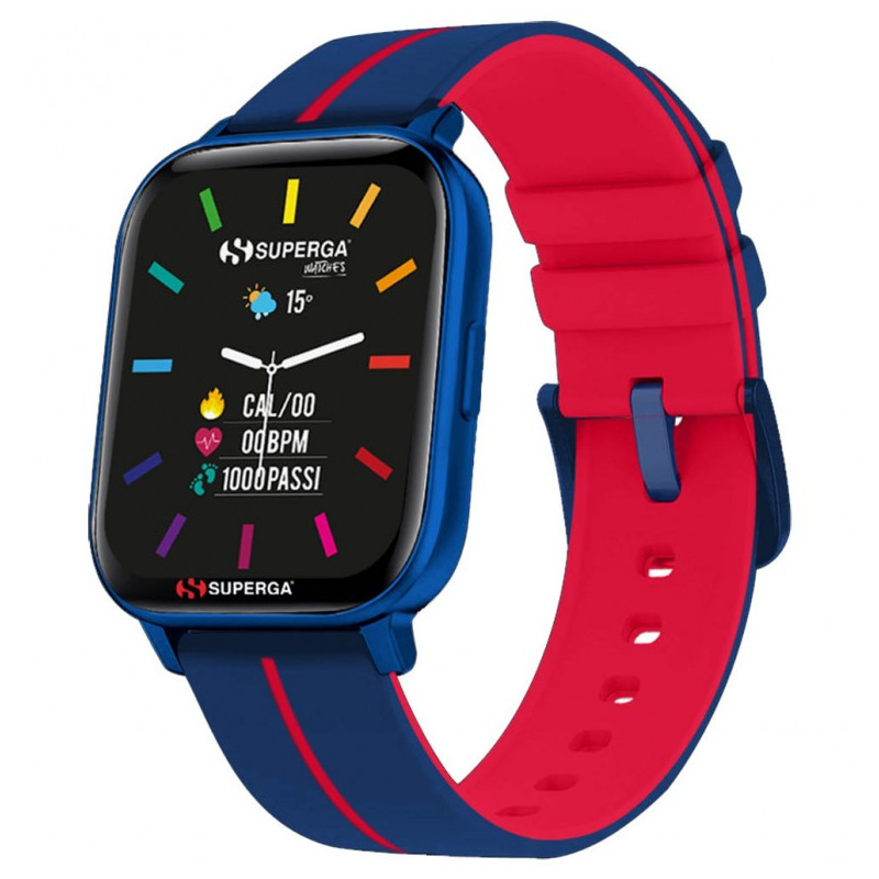 Orologio Smartwatch Uomo Superga Ink 2 SW-STC016 Cinturino in Silicone Blu Rosso Orologio Smartwatch Uomo Superga Ink 2 SW-STC016 Cinturino in Silicone Blu Rosso