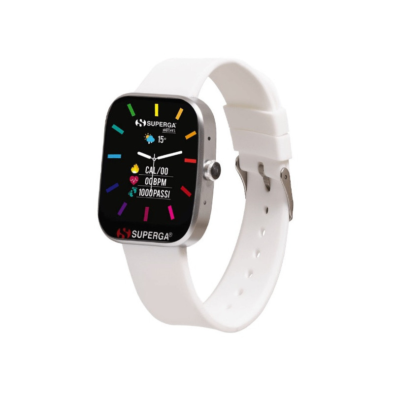 Orologio Smartwatch Unisex Superga Uniko SWT-STC002 Cinturino Silicone Bianco 42mm Orologio Smartwatch Unisex Superga Uniko SWT-STC002 Cinturino Silicone Bianco 42mm