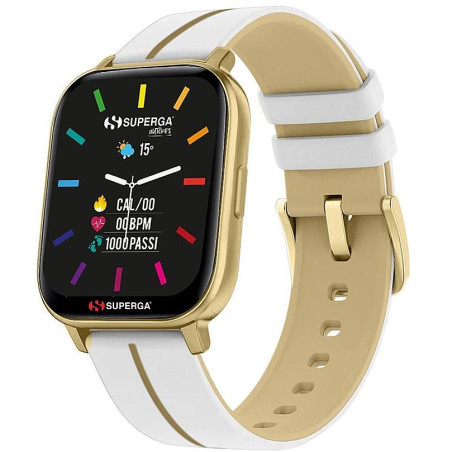 Orologio Smartwatch Donna Superga Ink SW-STC014 Cinturino Bianco e Oro 42 mm