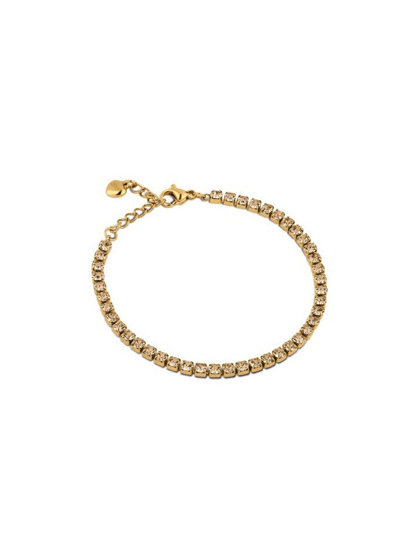 Bracciale Donna Tennis Ops OPSBR-930 Acciaio Oro con pietre Caramello 3mm