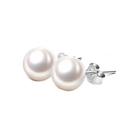 Women's Nadir Earrings in Silver 925 with Round Freshwater Pearl 7-7,5mm