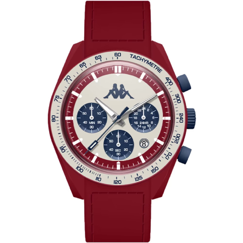 Orologio Cronografo Unisex Kappa KW-039 Cinturino in Silicone Bordeaux Cassa 45mm Orologio Cronografo Unisex Kappa KW-039 Cinturino in Silicone Bordeaux Cassa 45mm
