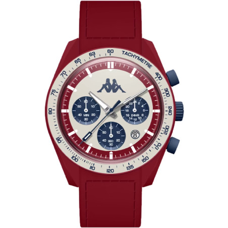 Orologio Cronografo Unisex Kappa KW-039 Cinturino in Silicone Bordeaux Cassa 45mm