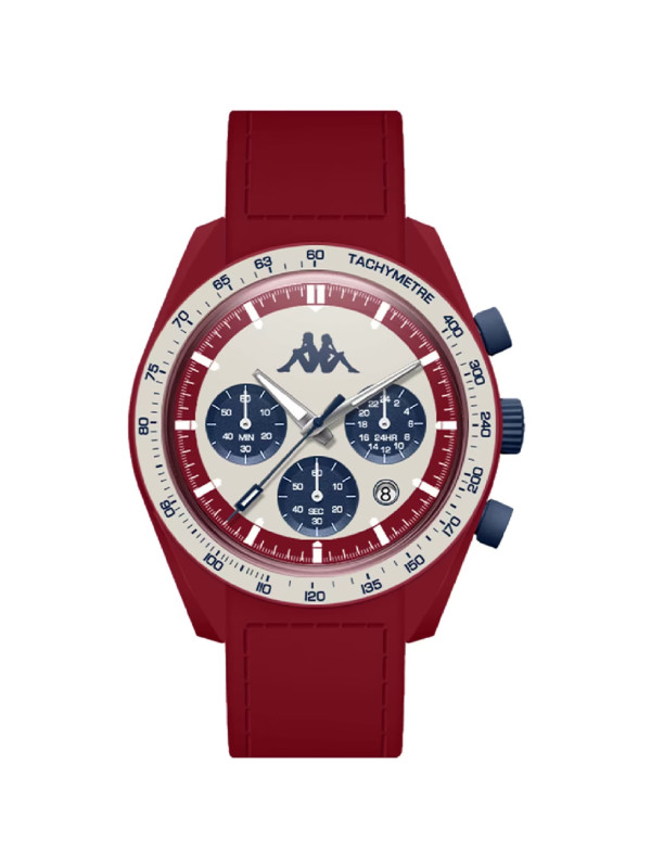 Orologio Cronografo Unisex Kappa KW-039 Cinturino in Silicone Bordeaux Cassa 45mm