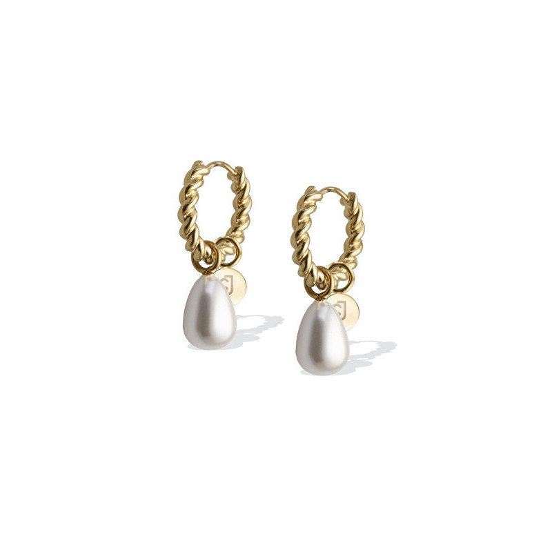 Orecchini Donna Liujo LJ2850 a cerchio placcati in oro con perle