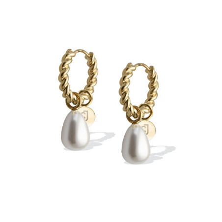 Orecchini Donna Liujo LJ2850 a cerchio placcati in oro con perle