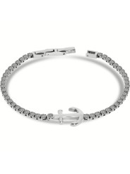 Bracciale Uomo Liu Jo Tennis Acciaio zirconi fumè con ancora centrale MLJ508