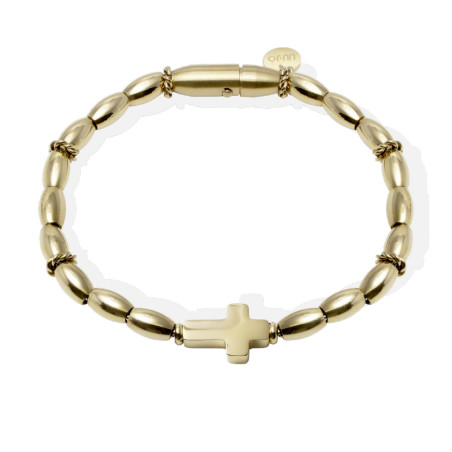 Bracciale Uomo LiuJo Acciaio Croce Oro Giallo MLJ544