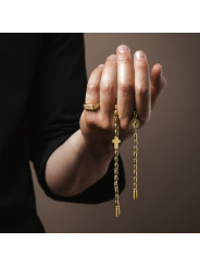 Bracciale Uomo LiuJo Acciaio Croce Oro Giallo MLJ544