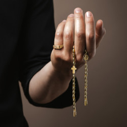 Bracciale Uomo LiuJo Acciaio Croce Oro Giallo MLJ544