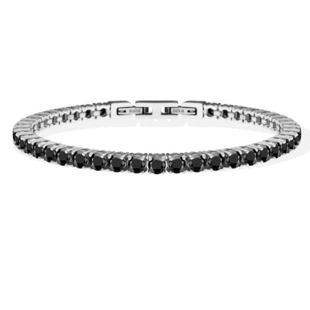 Bracciale Uomo LiuJo Tennis Zirconi Neri 4 MM Acciaio Lucido MLJ566