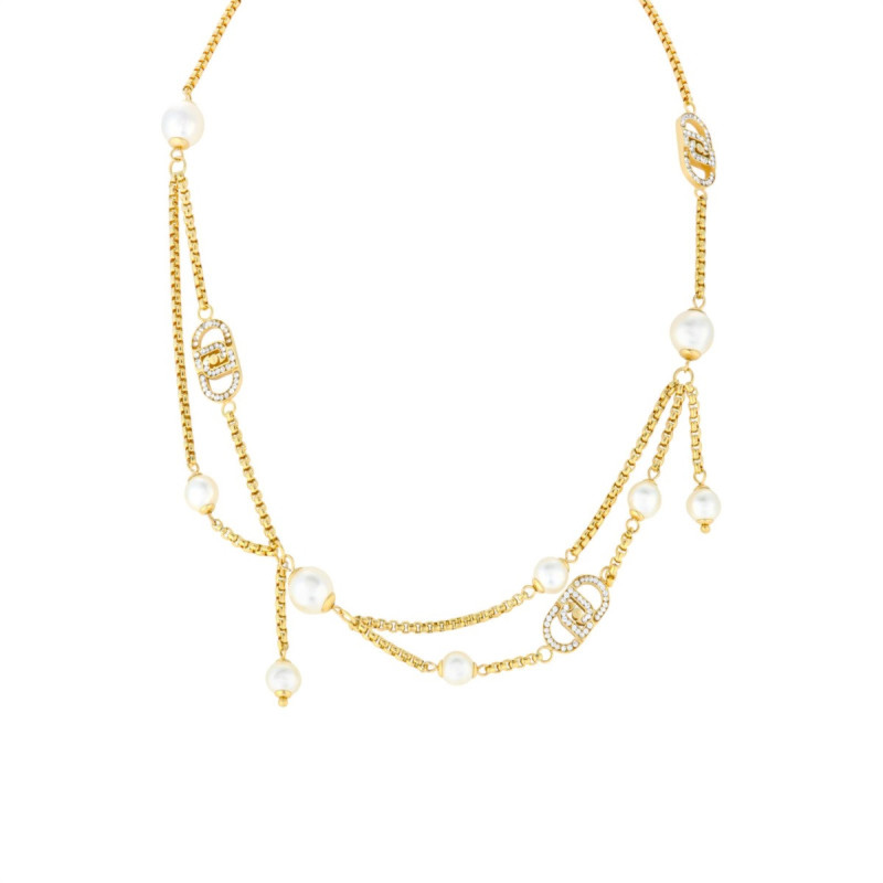 Collana Donna Liujo Luxury LJ2917 Acciaio Oro e Perle Collana Donna Liujo Luxury LJ2917 Acciaio Oro e Perle