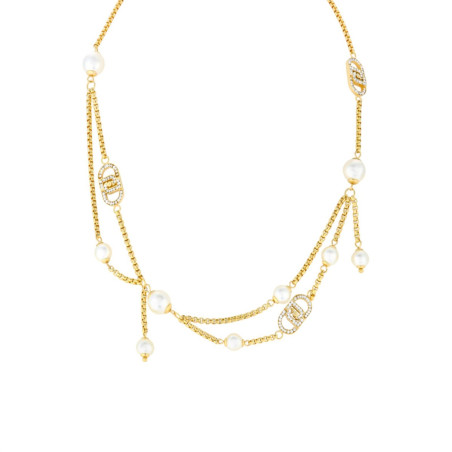 Collana Donna Liujo Luxury LJ2917 Acciaio Oro e Perle