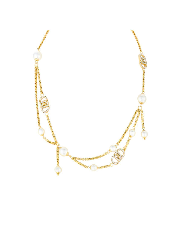 Collana Donna Liujo Luxury LJ2917 Acciaio Oro e Perle