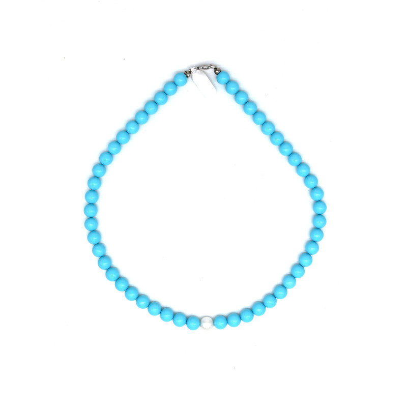 Collana Nadir Donna Pasta di Corallo Turchese con Perla Bianca Coltivata Centrale