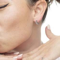 Orecchino Donna a cerchio Marlù acciaio chiusura a perla 33OR0071