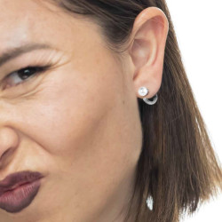 Orecchino Donna a cerchio Marlù acciaio chiusura a perla 33OR0071