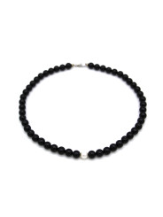Collana Nadir Donna Pasta di Corallo Nero con Perla Bianca Coltivata Centrale