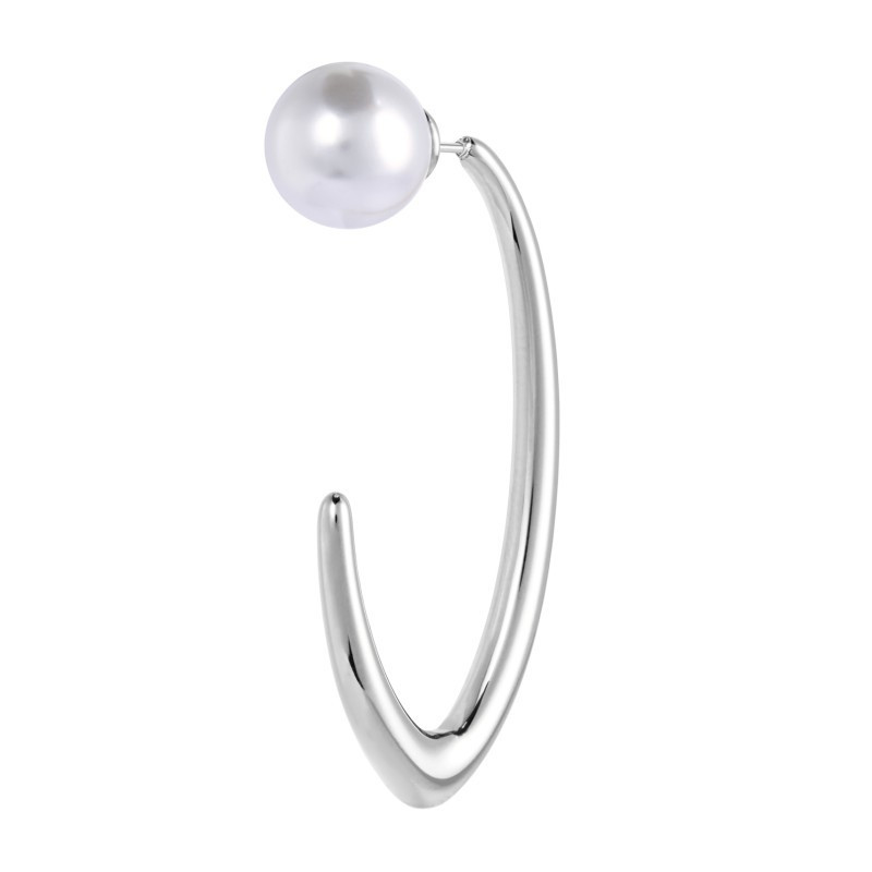 Monorecchino Donna Marlù 33OR0078 a lobo ovale con chiusura perla Silver