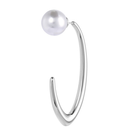 Monorecchino Donna Marlù 33OR0078 a lobo ovale con chiusura perla Silver