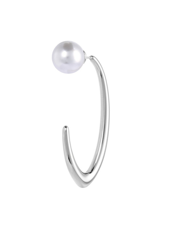 Monorecchino Donna Marlù 33OR0078 a lobo ovale con chiusura perla Silver