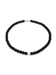 Collana Nadir Donna Pasta di Corallo Nero con Perla Bianca Coltivata Centrale