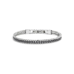 Bracciale Uomo Marlù Sparkles 31BR0001N-L in Acciaio 316 Catena Grumetta Argento