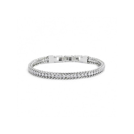 Bracciale Uomo Tennis Marlù 31BR0001W-L in Acciaio 316L con Cristalli Bianchi