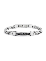 Bracciale Uomo Marlù Sparkles 31BR0003-N in Acciaio 316L con Cristalli Neri