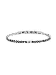Bracciale Uomo Tennis Marlù 31BR0005N-S in Acciaio 316L con Cristalli Neri