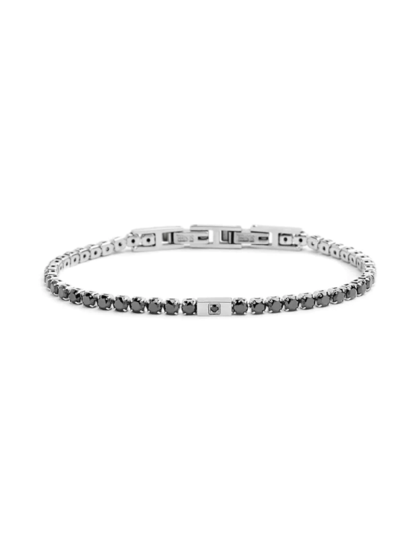 Bracciale Uomo Tennis Marlù 31BR0005N-S in Acciaio 316L con Cristalli Neri