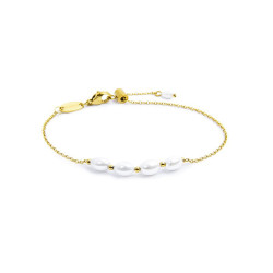 Bracciale catena da donna Marlù in acciaio dorato Perle 33BR0045G-W