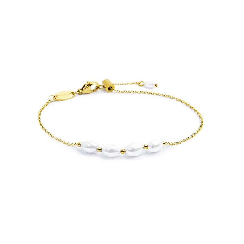 Bracciale catena da donna Marlù in acciaio dorato Perle 33BR0045G-W Bracciale catena da donna Marlù in acciaio dorato Perle 33BR0045G-W