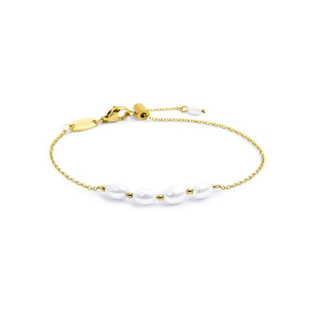 Bracciale catena da donna Marlù in acciaio dorato Perle 33BR0045G-W