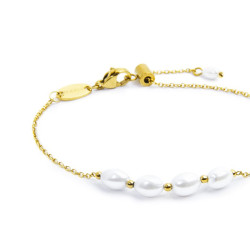 Bracciale catena da donna Marlù in acciaio dorato Perle 33BR0045G-W