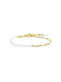 Bracciale Unisex Marlù catena figaro Acciaio Oro e perle irregolari 33BR0046G-W