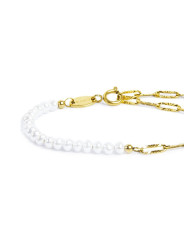 Bracciale Unisex Marlù catena figaro Acciaio Oro e perle irregolari 33BR0046G-W